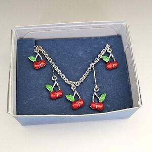 🍒 Cherry Anklet and Earrings Set 🍒